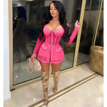 Load image into Gallery viewer, Mesh see-through stitching zipper two-piece set(AY1844)