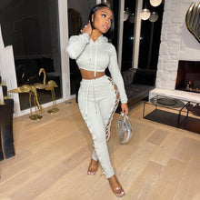 Load image into Gallery viewer, fashion bandage two-piece pure color sweater(AY1410)