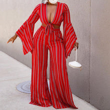 Load image into Gallery viewer, Long Sleeve Short Top Wide Leg Pants Set AY1704