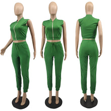 Load image into Gallery viewer, Baseball suit collar zipper vest two-piece set AY1898