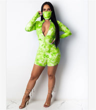 Load image into Gallery viewer, New tie-dye deep V jumpsuit(with mask) YC2111