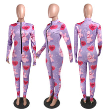 Load image into Gallery viewer, long sleeve Heart Print Jumpsuit