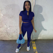 Load image into Gallery viewer, Leisure Sports Solid Color Rib Pit Two Piece Set(AY1670)