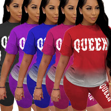 Load image into Gallery viewer, Letter gradient short sleeve shorts suit AY1160