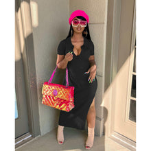 Load image into Gallery viewer, Sexy solid color pit strip long dress(AY1819)