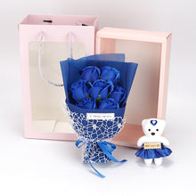 Load image into Gallery viewer, Valentine's Day 7 soap flower rose bouquet bear gift box(AE4086)