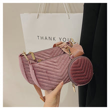 Load image into Gallery viewer, Fashion velvet embroidery diagonal bag three-piece set(AB2058)