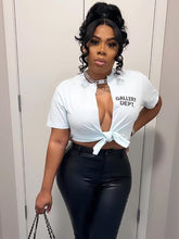 Load image into Gallery viewer, Deep V Twist Letter Print T-Shirt AY2040