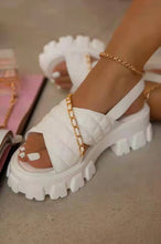 Load image into Gallery viewer, Diamond plaid buckle platform sandals(HPSD100)