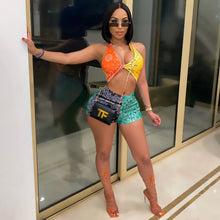 Load image into Gallery viewer, Sexy multicolor printing stitching suit AY1020