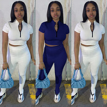 Load image into Gallery viewer, Leisure Sports Solid Color Rib Pit Two Piece Set(AY1670)