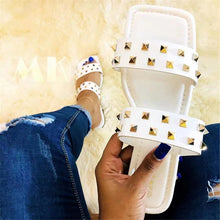 Load image into Gallery viewer, Rivet Square Toe Flat Slippers(HPSD202)