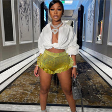 Load image into Gallery viewer, Pleated ruffled Laser Glass Floral Mini shorts AY1928