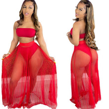 Load image into Gallery viewer, Pleated mesh chest wrap two-piece set AY1944