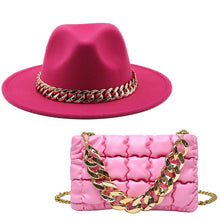 Load image into Gallery viewer, Fashion chain jazz hat chain bag two piece set(4099)
