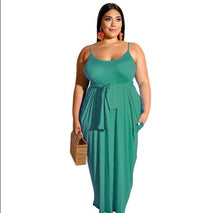 Load image into Gallery viewer, Plus size solid color suspender dress AY1198