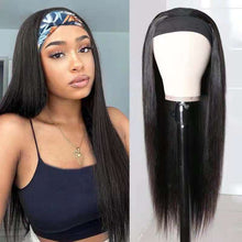 Load image into Gallery viewer, Human Hair Straight Natural Color Headband Wig (AH5043)