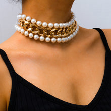 Load image into Gallery viewer, Fashion exaggerated imitation pearl multilayer necklace(AE4091)