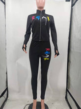 Load image into Gallery viewer, Casual zipper print two piece set(AY1701)