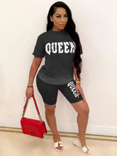 Load image into Gallery viewer, Letter gradient short sleeve shorts suit AY1160