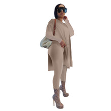 Load image into Gallery viewer, Solid color mid-length slit long-sleeved trousers suit(AY1297)