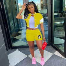 Load image into Gallery viewer, Fashion letter stitching shorts baseball uniform two piece set(AY1782)