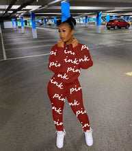 Load image into Gallery viewer, Fashion printed letter sweatshirt fabric sports suit(AY1290