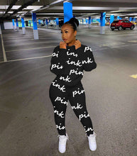 Load image into Gallery viewer, Fashion printed letter sweatshirt fabric sports suit(AY1290