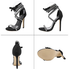 Load image into Gallery viewer, Rhinestone bandage herringbone high heels HPSD228