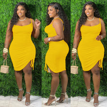 Load image into Gallery viewer, Multicolor suspender single side Pleated Dress AY2058