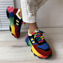 Load image into Gallery viewer, Rainbow sole lace up fly knit sneakers  HPSD288

