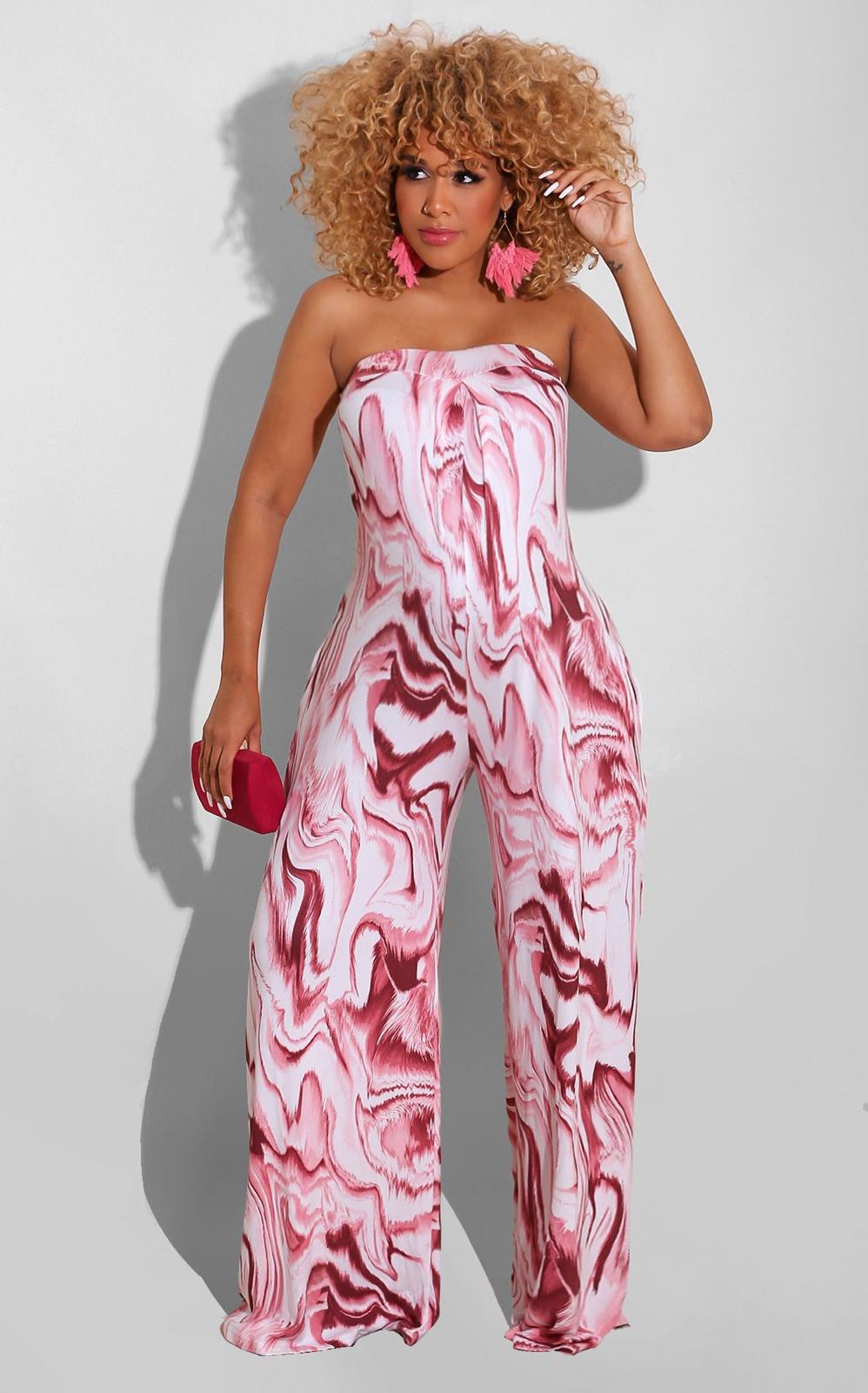 Printed one piece wide leg pants AY2946