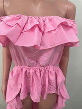 Load image into Gallery viewer, One line shoulder lotus leaf edge solid color swallow tail skirt AY2977
