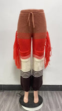 Load image into Gallery viewer, Knitted color matching tassel loose straight leg pants AY3242
