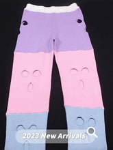 Load image into Gallery viewer, Knitted contrasting distressed casual pants AY3322
