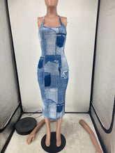 Load image into Gallery viewer, Imitation denim printed mesh dress AY2928
