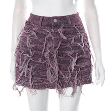 Load image into Gallery viewer, Bright tassel tight and bulletless denim short skirt half length skirt AY3060
