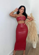 Load image into Gallery viewer, Sexy PU metal buckle wrap hip skirt set AY3163
