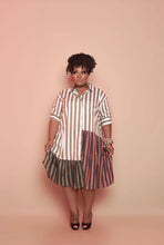 Load image into Gallery viewer, Patchwork striped shirt dress AY3084
