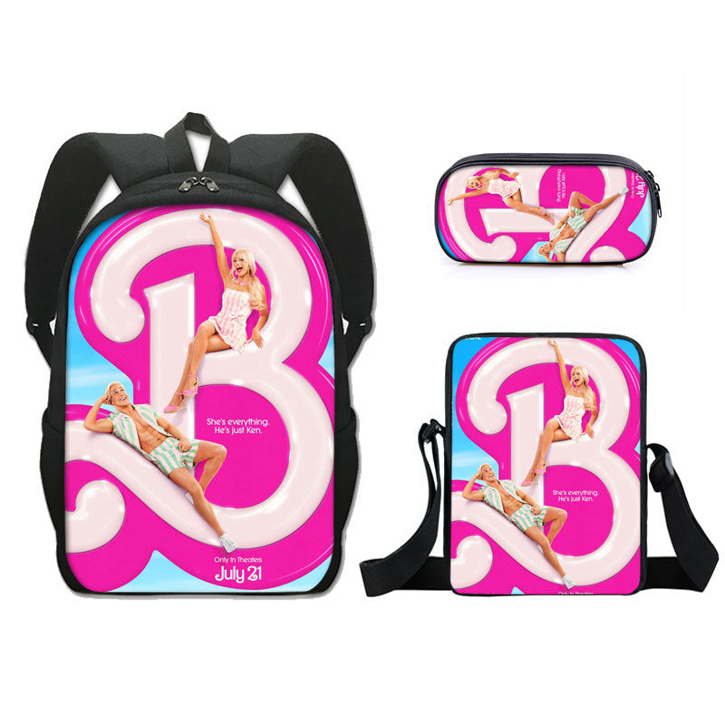 Barbie printed backpack three piece set AB2135