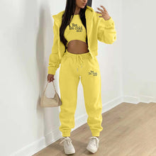 Load image into Gallery viewer, Fashion hooded letter printed plush sweater three piece set AY3208
