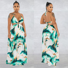 Load image into Gallery viewer, Printed chain sleeveless suspender long dress dress AY2982
