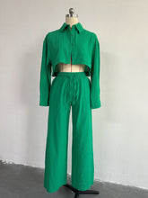 Load image into Gallery viewer, Fashion solid color short shirt wide leg pants set AY3135

