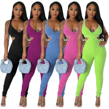 Load image into Gallery viewer, sleeveless sexy deep V-neck tight jumpsuit AY2837
