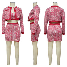 Load image into Gallery viewer, Fashion printed long sleeved cardigan three piece set AY3184

