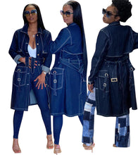 Load image into Gallery viewer, Long sleeved denim trench coat AY3151
