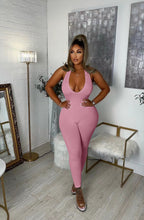 Load image into Gallery viewer, Ribbed suspender open back jumpsuit AY2831
