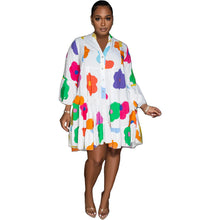 Load image into Gallery viewer, Fashion painted V-neck long sleeved dress AY3103
