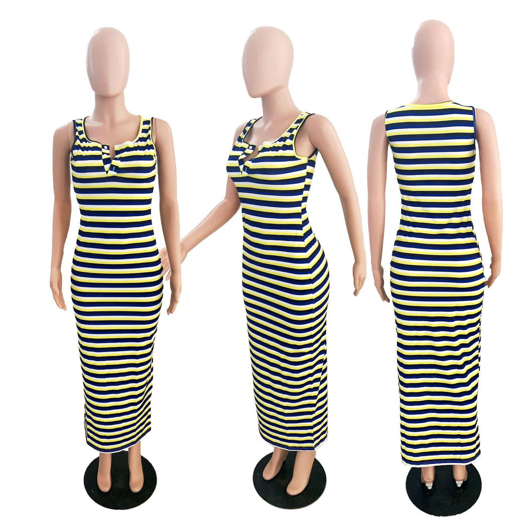 Fashion striped tank top loose fitting dress AY2958