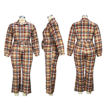 Load image into Gallery viewer, Fashion long sleeved plaid printed jumpsuit AY3231

